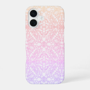 Coque iPhone 16 Carreaux Géométriques Mandala Lavande & Menthe Sér