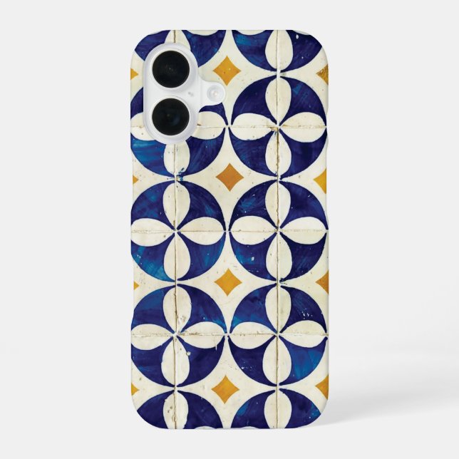 Coque iPhone 16 Carreaux portugais - Azulejo Motif Design (Verso)