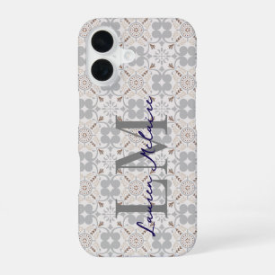 Coque iPhone 16 Carrelage Espagnol au Nom en Écriture Élégante Mon