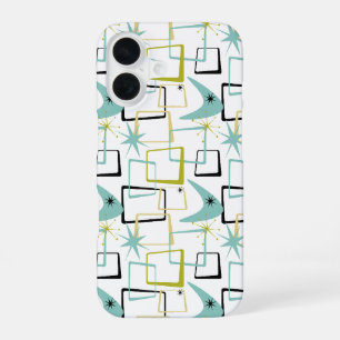 Coque iPhone 16 Carrés Boomerang Starburst Cool Milieu du siècle