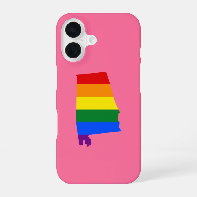 Coque iPhone 16 Carte de l'état de l'Alabama (Verso)