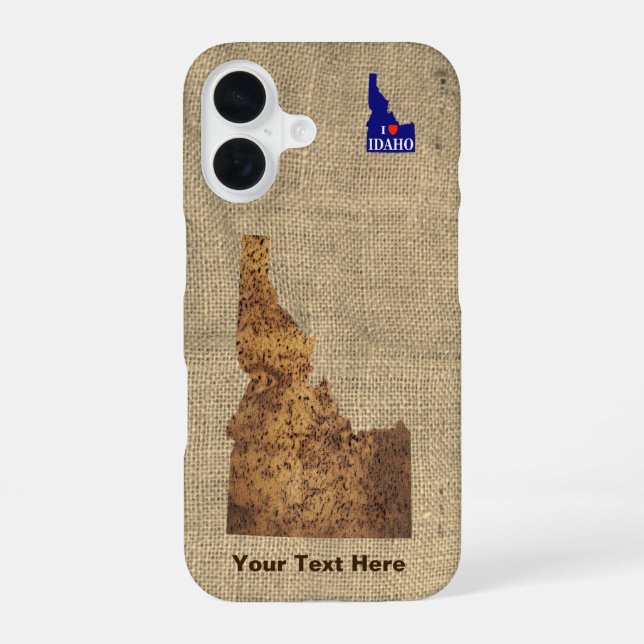 Coque iPhone 16 Carte de l'Idaho Spud (Verso)
