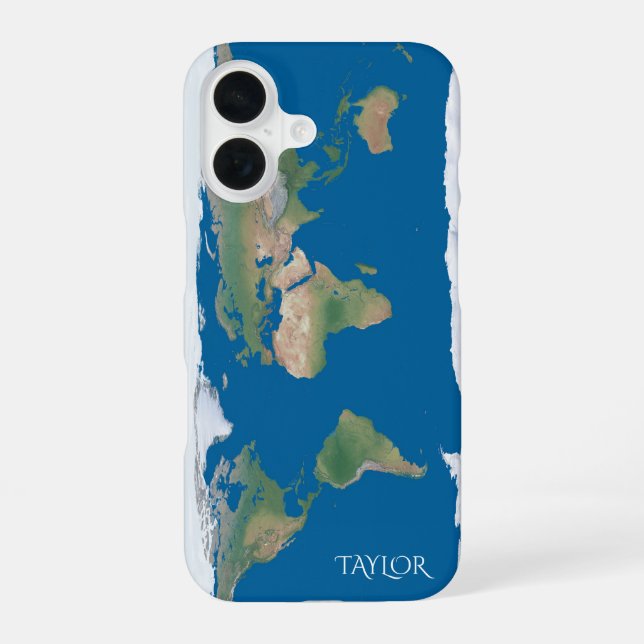 Coque iPhone 16 Carte du Monde – Personnalisée  (Verso)