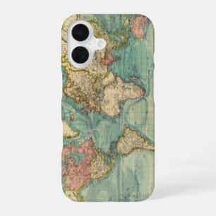 Coque iPhone 16 Carte du monde vintage