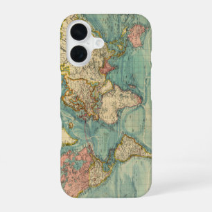 Coque iPhone 16 Carte du monde vintage