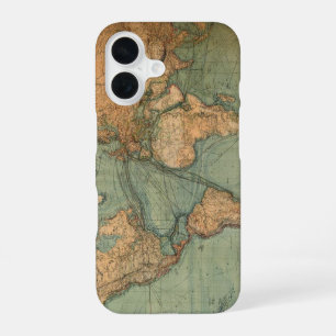 Coque iPhone 16 Carte vintage du monde antique