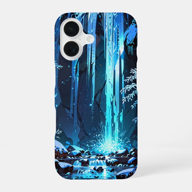 Coque iPhone 16 Cascade de glace hivernale (Verso)