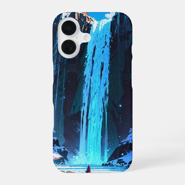 Coque iPhone 16 Cascade d'hiver Tranquillité (Verso)