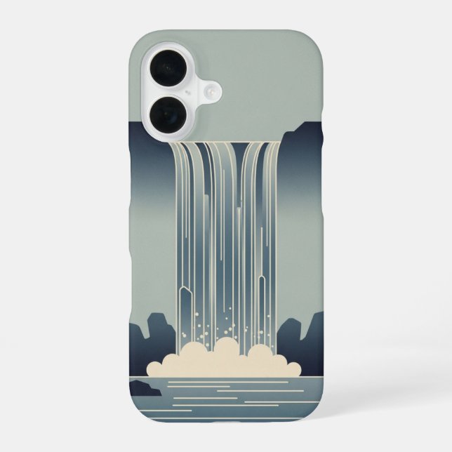Coque iPhone 16 Cascade stylisée vintage (Verso)