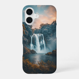 Coque iPhone 16 Cascade vintage dans un paysage rocheux