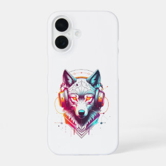 Coque iPhone 16 Casque Neon Cyber Wolf Y2K