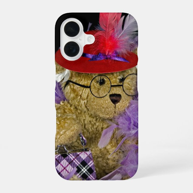 Coque iPhone 16 Casquette rouge Teddy Bear (Verso)