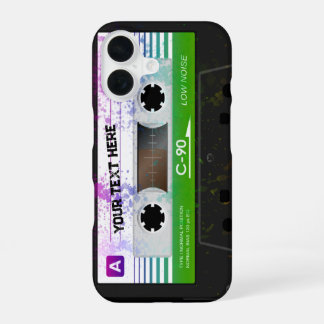 Coque iPhone 16 Cassette audio compact rétro drôle