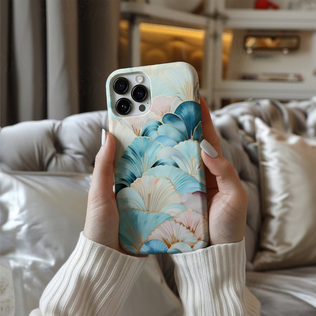 Coque iPhone 16 Celeste Deco Luxe Art Déco Sarcelle Or (Créateur téléchargé)