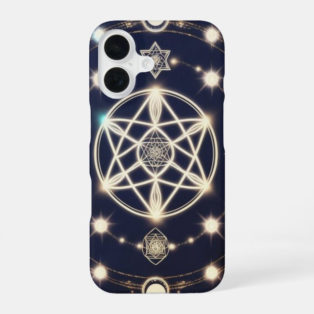 Coque iPhone 16 Celestial Moon Cycle Mandala – Sacred Geometry (Verso)