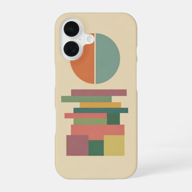 Coque iPhone 16 Cercle divisé rétro et blocs (Verso)