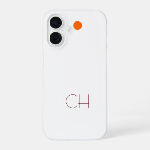 Coque iPhone 16 Cercle orange monogramme blanc