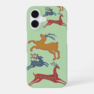 Coque iPhone 16 Cerf d'art populaire américain vintage couleur per