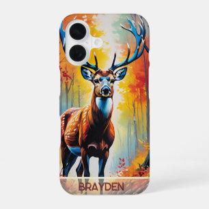Coque iPhone 16 Cerf majestueux au milieu de la splendeur automnal