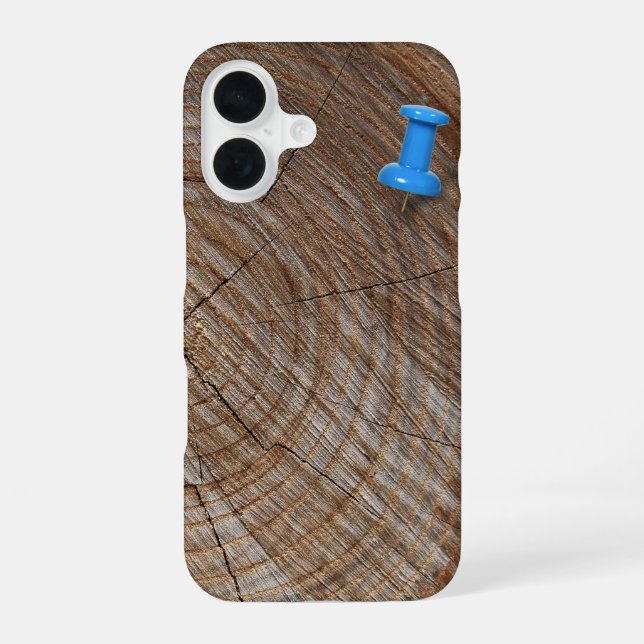 Coque iPhone 16 Cernes d'un arbre avec punaise (Verso)