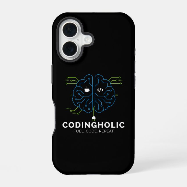 Coque iPhone 16 Cerveau Technologique Codage Pour Programmeurs & C (Verso)