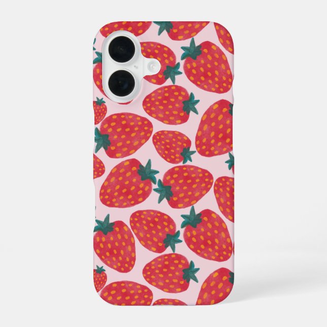 Coque iPhone 16 Champ de fraises (Verso)