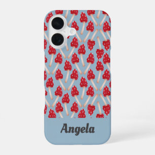 Coque iPhone 16 Champignon Rouge - Bleu