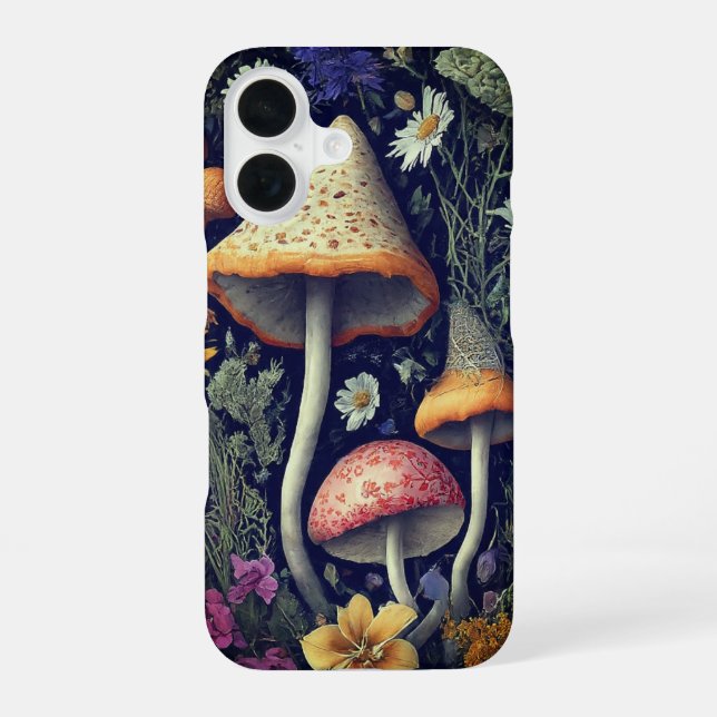 Coque iPhone 16 Champignons de la Forêt Enchantée (Verso)