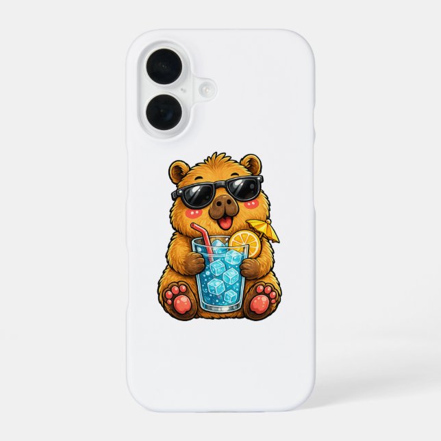 Coque iPhone 16 Chapeau Cool de Capybara (Verso)