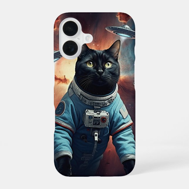 Coque iPhone 16 Chat Astronaute Galactique (Verso)