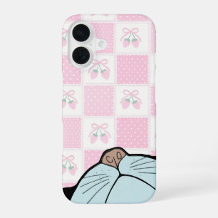 Coque iPhone 16 Chat Caché Qui Regarde Chat Noir Mignon Fou Rose G