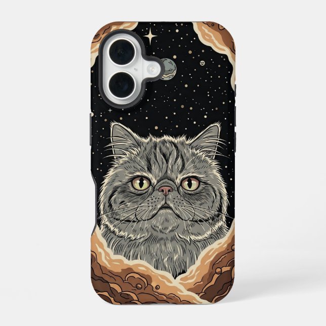 Coque iPhone 16 Chat Cosmique (Verso)