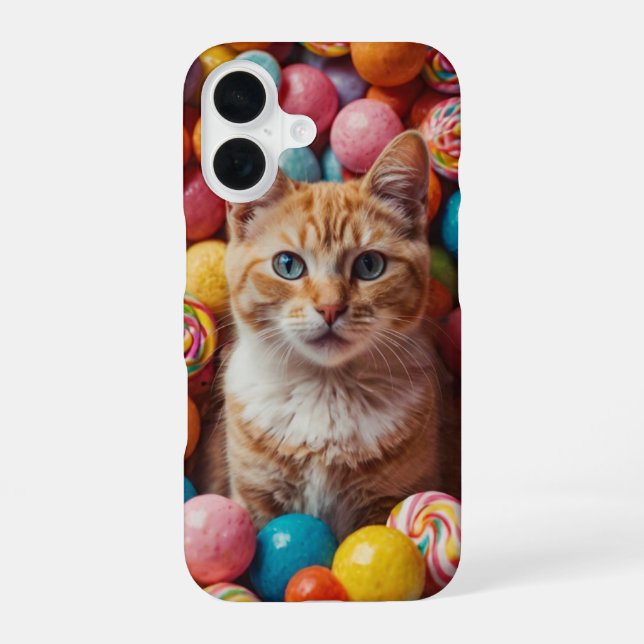 Coque iPhone 16 Chat de Candyland (Verso)