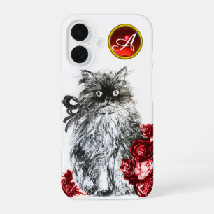 COQUE iPhone 16 CHAT DE LA CUISINE, CUISINE AVEC ROSES ROUGES MONO