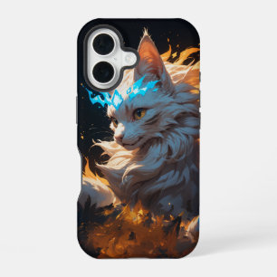 Coque iPhone 16 Chat familier de la flamme mystique