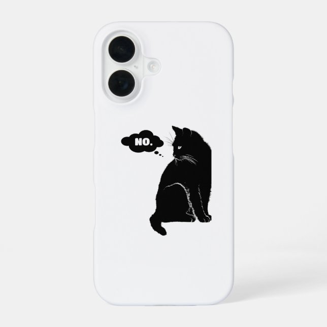 Coque iPhone 16 Chat Noir Dit Non – Amateur de Chat Drôle (Verso)