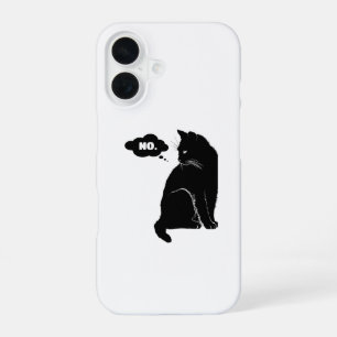 Coque iPhone 16 Chat Noir Dit Non – Amoureux Drôle de Chat
