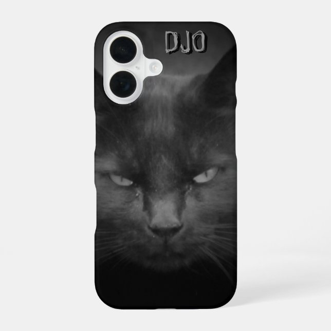 Coque iPhone 16 Chat Noir Fou (Verso)