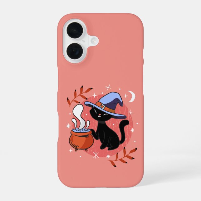Coque iPhone 16 Chat Noir Magique  (Verso)