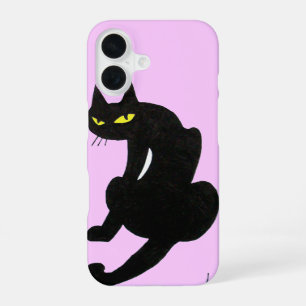 Coque iPhone 16 CHAT NOIR NINJA Rose Lilas