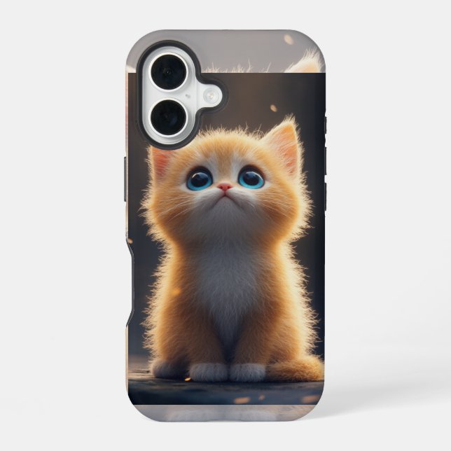 Coque iPhone 16 Chat orange mignon (Verso)