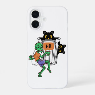 Coque iPhone 16 Chat peureux Halloween