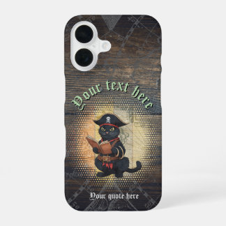 Coque iPhone 16 Chat pirate curieux déchiffrant d'anciens mystères