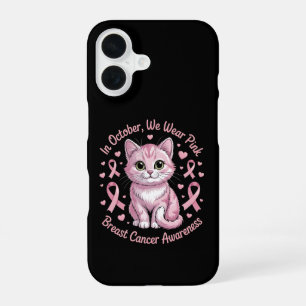 Coque iPhone 16 Chat sensibilisé au cancer du sein en octobre nous