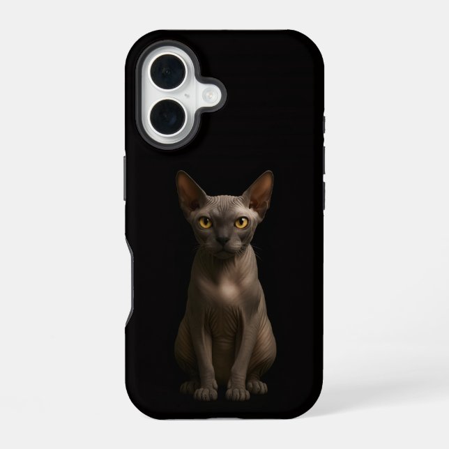 Coque iPhone 16 Chat Sphynx Noir 4 Luxe iPhone 16 Mate (Verso)