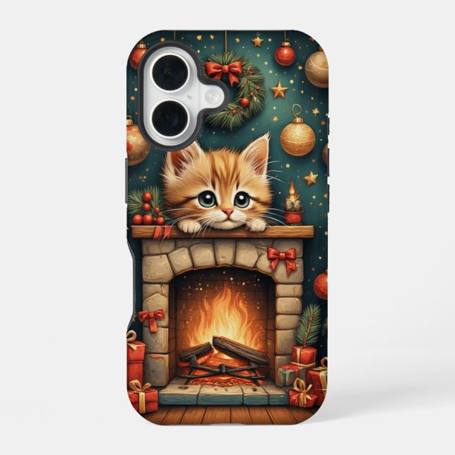 Coque iPhone 16 Chaton de Noël  (Verso)