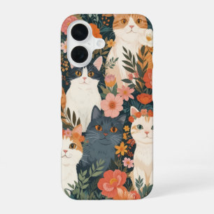 Coque iPhone 16 Chats de jardin fantaisistes