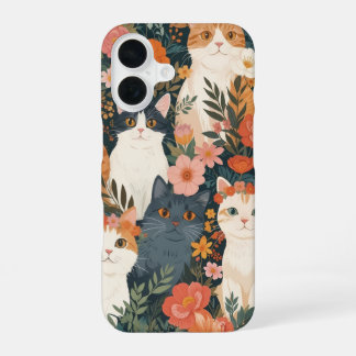 Coque iPhone 16 Chats de jardin fantaisistes