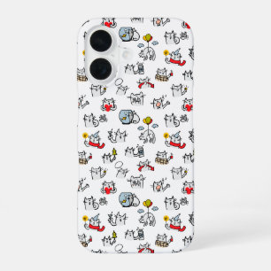 Coque iPhone 16 Chats drôles, lait et magie.