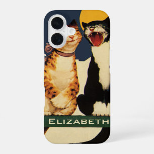 Coque iPhone 16 Chats vintages chantant, Animaux amusants et stupi